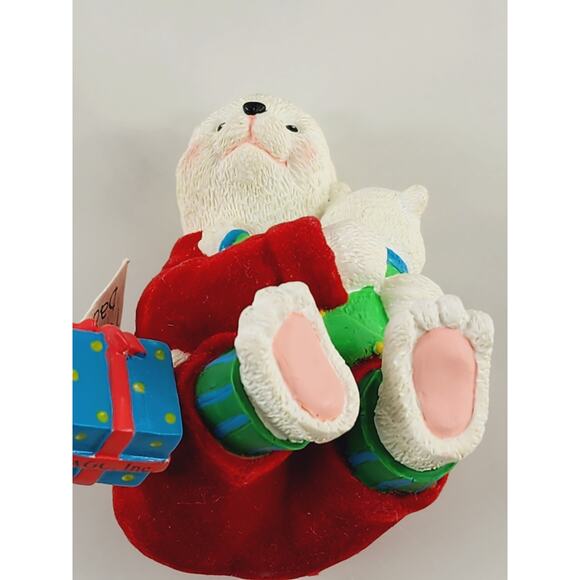 Christmas Tree Ornament AGC Teddy Bear w/ Baby 2 3/4" To My Dad Figurine 20s Vtg - Picture 14 of 16